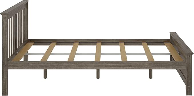 Max & Lily Queen Bed Frame with Slatted Headboard, Solid Wood Platform Bed for Kids, No Box Spring Needed, Easy Assembly, Clay