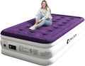 CHILLSUN Twin Air Mattress Inflatable Airbed with Built in Pump, 3 Mins Quick Self-Inflation, Comfortable Top Surface Blow Up Bed for Home Portable Camping Travel, 75x39x18'', 550 lb MAX