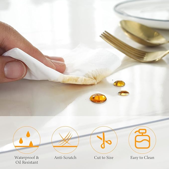 Deep Dream 1.5mm Clear Desk Cover Protector, 40×112 Inch Clear Desk Cover, Clear Desk Mat, Table Cover Tablecloth Protector Rectangle, Table Protector for Dining Room Table