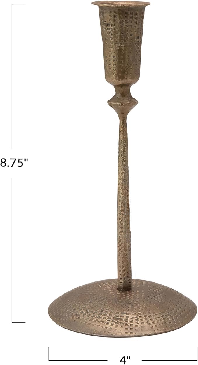 Creative Co-Op Hand-Forged Hammered Metal Taper, Antique Brass Finish Candle Holder