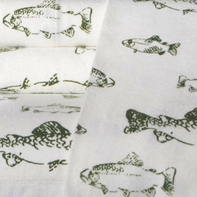 Eddie Bauer - Full Sheets, Cotton Flannel Bedding Set, Brushed For Extra Softness, Cozy Home Decor (School of Fish, Full)