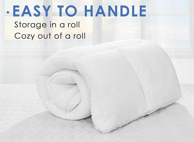 Marine Moon Mattress Topper Full Cooling Plush Pillow Top Mattress Pad Feather Bed Topper, Extra Thick Hotel Quality Down Alternative Pillow Topper Full for Back Pain, Soft Bed Toppers
