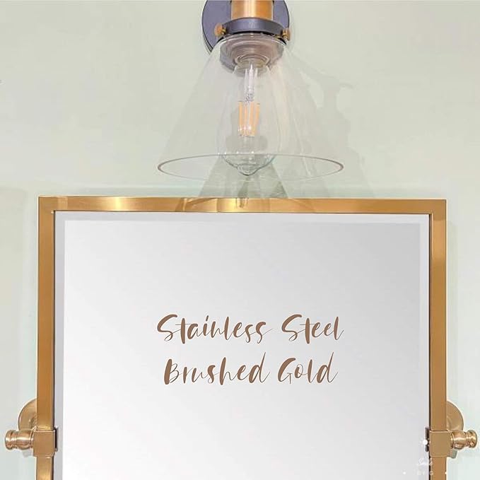 Brushed Gold Metal Framed Pivot Rectangle Bathroom Mirror Tilting Beveled Vanity Mirrors for Wall, Overall 23.9 x 24 inches (Mirrror 20 x 24 inches)