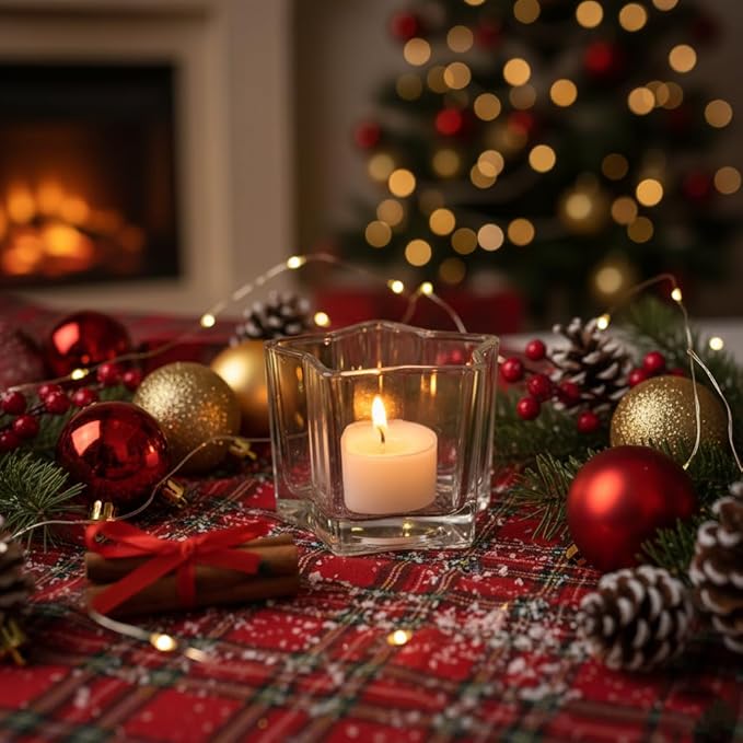 Letine 8pcs Clear Star Tea Light Candle Holders - Glass Votive Holders for Diwali, Wedding Centerpiece, Fall & Holiday Decor - Lucky Star Jar Starlight Vessels (2.44" H, 1.45" Base)