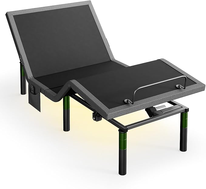 Marsail MS01 Twin XL Adjustable Bed Base Frame, 4 Ports USB A&C Adjustable Bed Base with Under-Bed Nightlight, 3 Minutes Fast Assembly, Wireless Remote Control Adjustable Bed with 4 Height Options
