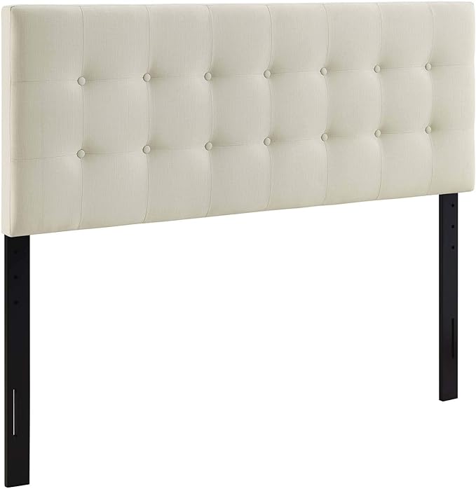 Modway Emily Tufted Button Linen Fabric Upholstered King Headboard in Ivory