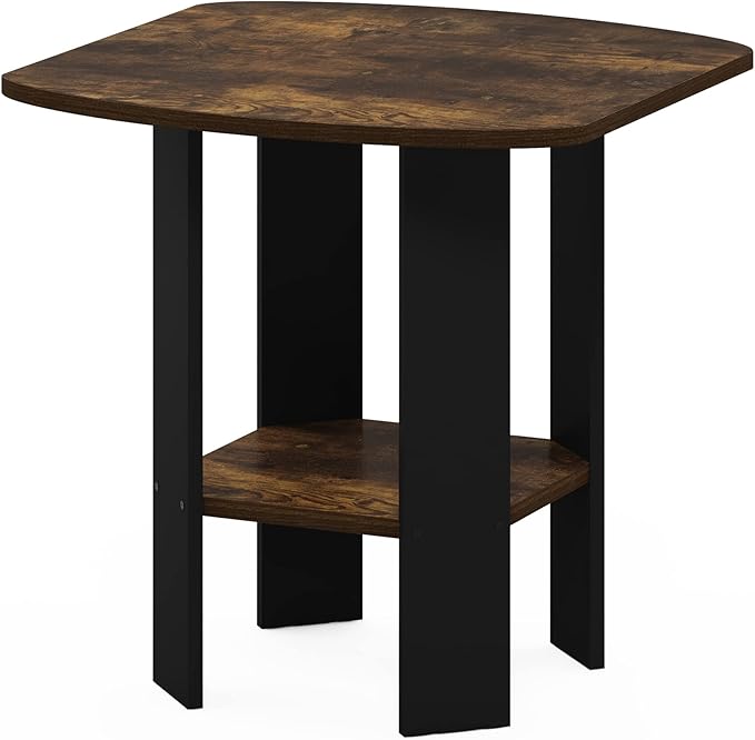 Furinno SIMPLE DESIGN Side Table, 2-Tier End Table, Open Shelves Night Stand, Bedside Table, for Living Room, Bedroom, Amber Pine