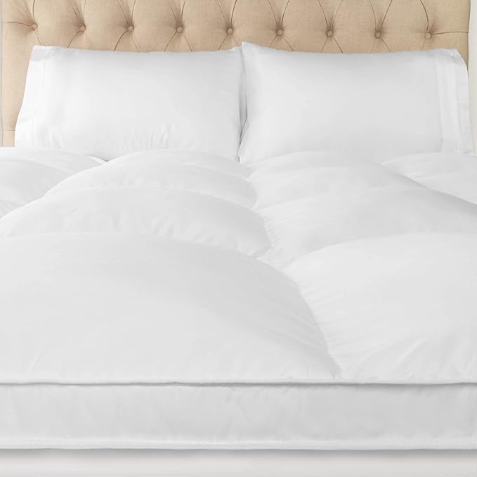 Superior Mattress Topper, Down Alternative, 2 Inch Deep Sized Bed Pillow Top, Comfort Pad, Fluffy Mattress-Topper Protector, Plush Cooling Extra Soft, Hotel Quality, Sleep, All-Season, King, White