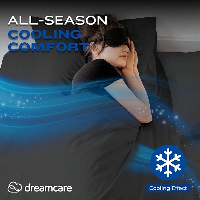 DREAMCARE Twin XL Sheets Set - 4 Pcs Cooling Bed Sheets with Up to 15" Deep Pockets - Soft, Long-Lasting 100% Brushed Polyester with Side Pocket (Mineral Blue)