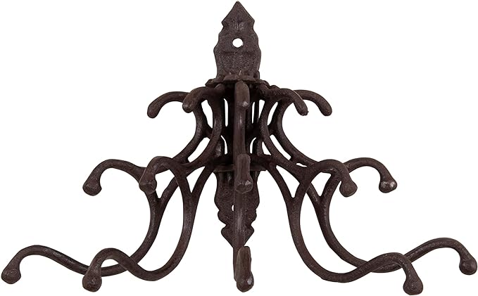 Creative Co-Op Antique Cast Iron Wall Hooks in Rust Finish