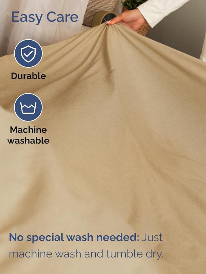Extra Deep Split King Sheet Set - 7 Piece Breathable & Cooling Sheets - Hotel Luxury Bed Sheets Set - Easy Fit - Soft, Wrinkle Free & Comfy Sheets Set - Heathered Tan Sheet Set w/Extra Deep Pockets