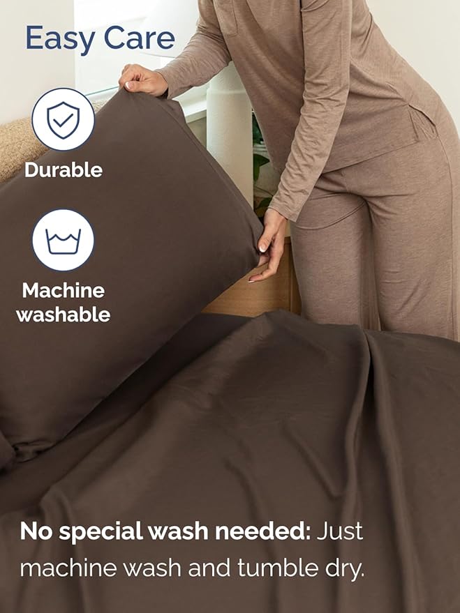 Extra Deep Cal King Sheet Set - 6 Piece Breathable & Cooling Sheets - Hotel Luxury Bed Sheets Set - Easy & Secure Fit - Soft, Wrinkle Free & Comfy Sheets Set - Brown Sheet Set with Extra Deep Pockets