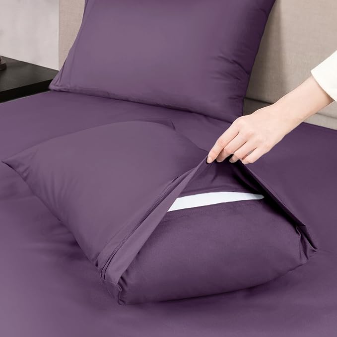 Mejoroom Twin Sheet Set - Hotel Collection Twin Sheets - Bedding Sheets & Pillowcases with Deep Pocket Fitted Sheet, Breathable, Wrinkle & Fade Resistant - 3 Piece(Purple)