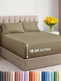Extra Deep Twin Sheet Set - 4 Piece Breathable and Cooling Sheets - Hotel Luxury Bed Sheets Set - Easy & Secure Fit - Soft, Wrinkle Free and Comfy Sheets Set - Khaki Sheet Set with Extra Deep Pockets
