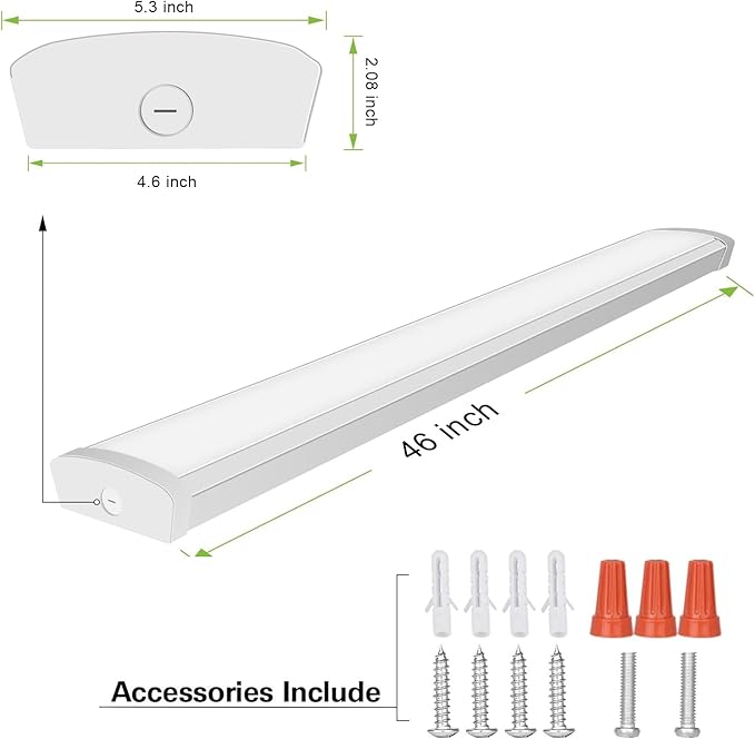 4FT LED Flush Mount Wraparound Light, with 3 Wattages/3 Lumens/3 CCT Selectable, 55W/65W/75W, 5500lm/6500lm/7500lm, 3000K/4000K/5000K, 4 Foot LED Wraparound Light Fixture for Garage, Office, ETL