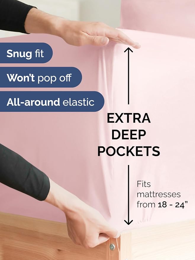 Extra Deep Queen Sheet Set - 6 Piece Breathable and Cooling Sheets - Hotel Luxury Bed Sheets Set - Easy Fit - Soft, Wrinkle Free and Comfy Sheets Set - Lavender Pink Sheet Set with Extra Deep Pockets