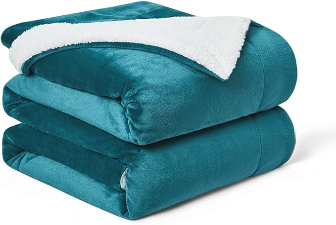 Walensee Sherpa Fleece Blanket (Twin Size 60”x80” Teal) Plush Throw Fuzzy Super Soft Reversible Microfiber Flannel Blankets for Couch, Bed, Sofa Ultra Luxurious Warm and Cozy for All Seasons