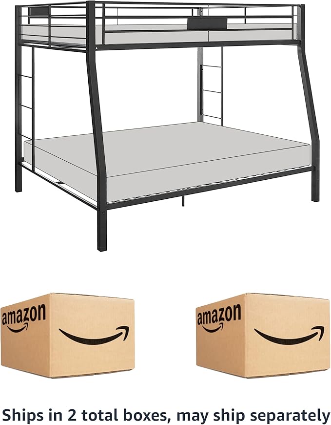 Acme Limbra Metal Frame Full XL Over Queen Bunk Bed with Ladder in Sandy Black