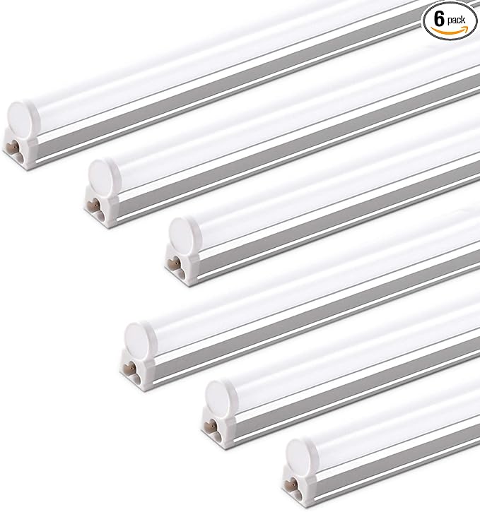 Barrina (Pack of 6 LED T5 Shop Light 3FT, 6500K Super Bright White, Utility Shop Lights, Commercial Bay Light, ETL Listed, Corded Electric with Built-in ON/Off Switch