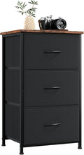 Somdot Dresser for Bedroom with 3 Drawers, Storage Organizer Chest of Drawers with Removable Fabric Bins for Closet Bedside Living Room Laundry Entryway Hallway, Black Rustic Brown