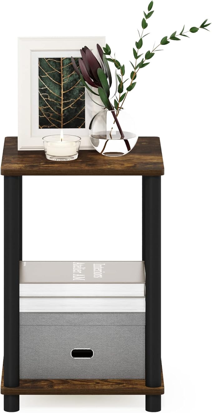 Furinno Turn-N-Tube Haydn End Table, Amber Pine/Black
