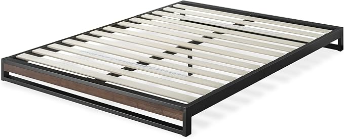 ZINUS GOOD DESIGN Award Winner Suzanne 6 Inch Bamboo and Metal Platforma Bed Frame, No Box Spring Needed, Wood Slat Support, Grey Wash, King