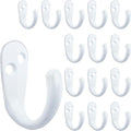 IBosins 15PCS Coat Hooks Wall Mounted Single Prong Robe Hook for Hanging Towel Hooks with 30 Screws for Bags, Hat, Cap, Scarf, Cup (White)