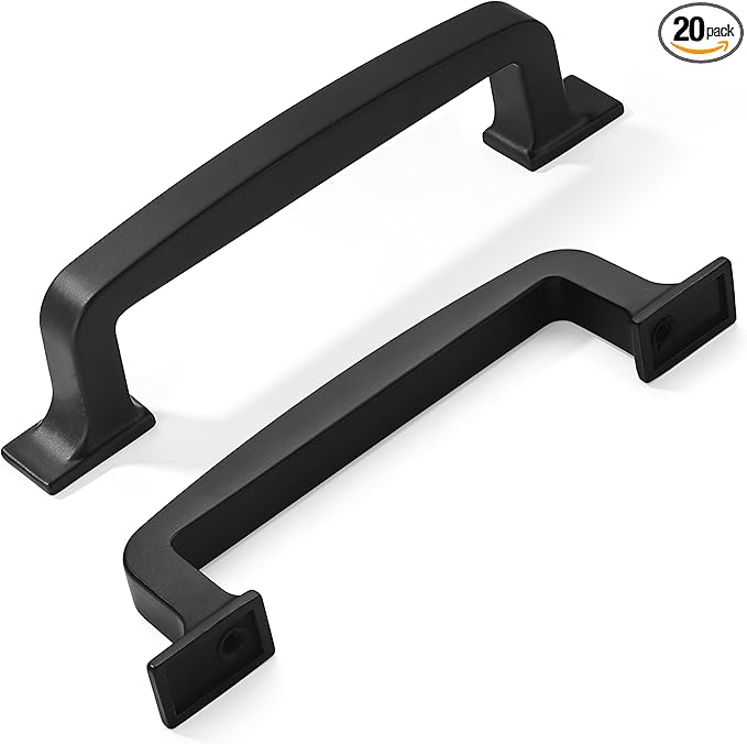 Khtumeware 20 Pack 3-3/4 Inch Cabinet Handles - Matte Black Pulls for Drawers, Cabinets, Cupboards - Kitchen Hardware