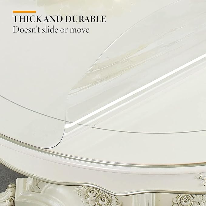 Deep Dream 1.5mm Thick 66 Inches Clear Round Table Protector, Round Table Cover, Tablecloth Protector, Table Protector for Dining Room Table & Office