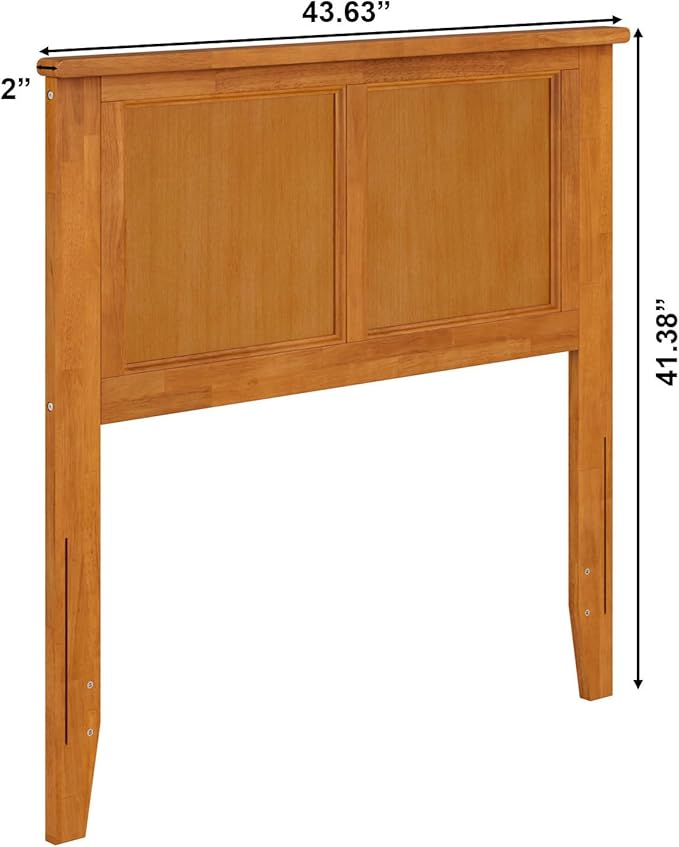 AFI, Madison Twin Solid Wood Panel Headboard with Attachable Charger, Light Toffee