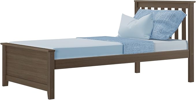 Max & Lily Twin Bed Frame with Slatted Headboard, Solid Wood Platform Bed for Kids, No Box Spring Needed, Easy Assembly, Clay