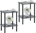 Apicizon 2 Tier End Table Set of 2, Boho Side Table with Storage Shelf, Nightstand Bedside Table for Small Spaces, Bedroom, Living Room, Entryway, Farmhouse, Easy Assembly, Grey