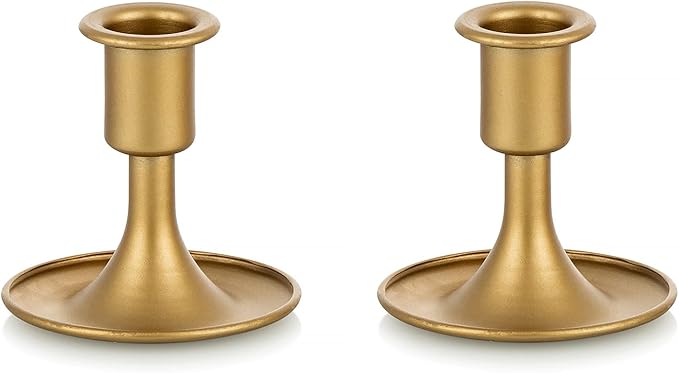 Candlestick Holders Taper Candle Holders, Romadedi Gold Candle Stick Candle Holder for Table Centerpiece, Wedding Reception, Festive Christmas Mantel Decoration or Home Decor, Set of 2