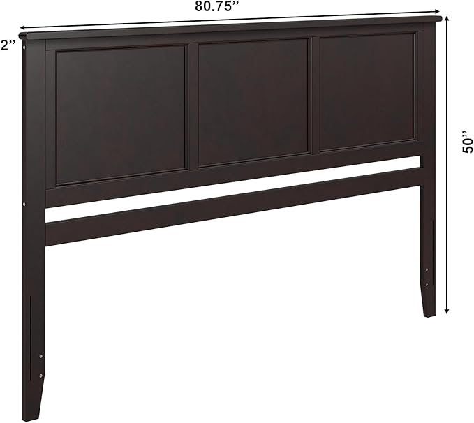 AFI, Madison King Solid Wood Panel Headboard with Attachable Charger, Espresso