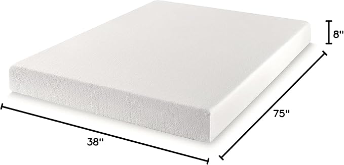 Best Price Mattress 8 inch Twin Mattress Bed-In-A-Box, Green Tea Memory Foam, White