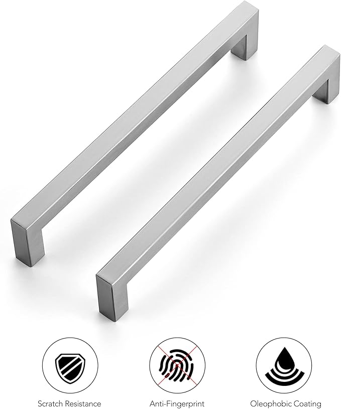 Ravinte 60 Pack 7-1/2 Inch Kitchen Square Cabinet Handles Satin Nickel Pulls Brushed Nickel Kitchen Cabinet Hardware Handles for Cupboard Drawer Pulls