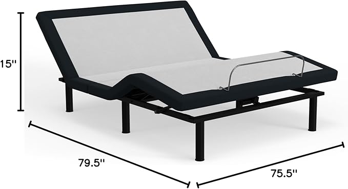 Blissful Nights King e3 Adjustable Bed Base Frame with Head and Foot Incline, Wireless Remote Control, Easy Assembly, and 10 Year Warranty