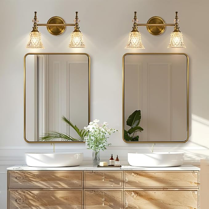 ANDY STAR Brushed Gold Mirror 40''X30'', Gold Bathroom Mirror Rounded Rectangle in SUS304 Anti-Rust Tube Metal Frame, Wall Mounted Horizontal/Vertical 1’’ Deep