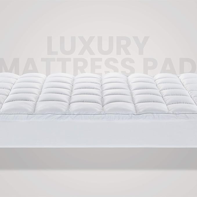 SLEEP ZONE Full Size Cotton Mattress Pad, Machine Washable Mattress Protector Cover, Soft Cotton Top Cooling Mattress Topper Fits 8-21 inch Deep Pocket, Full