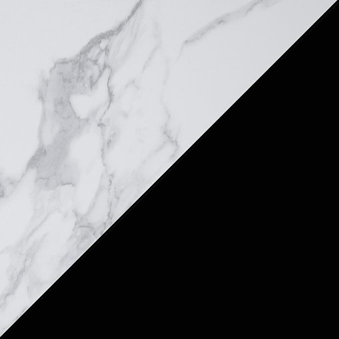 Convenience Concepts Oxford Console Table 39.5" - Sofa Table with Storage Shelf, Transitional Entryway Hall Table for Living Room and Bedroom, Display Foyer Table, White Faux Marble/Black