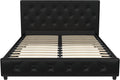 DHP Dakota Upholstered Platform Bed with Diamond Button Tufted Headboard and Footboard, No Box Spring Needed, Full, Black Faux Leather