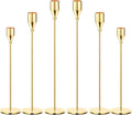Gold Taper Candle Holders, Set of 6 Gold Candlestick Holders Taper Candle Holders fits 3/4" Thick Pillar Candle Led Modern Metal Candles, Elegant Stands Decorative Table Candle Holder