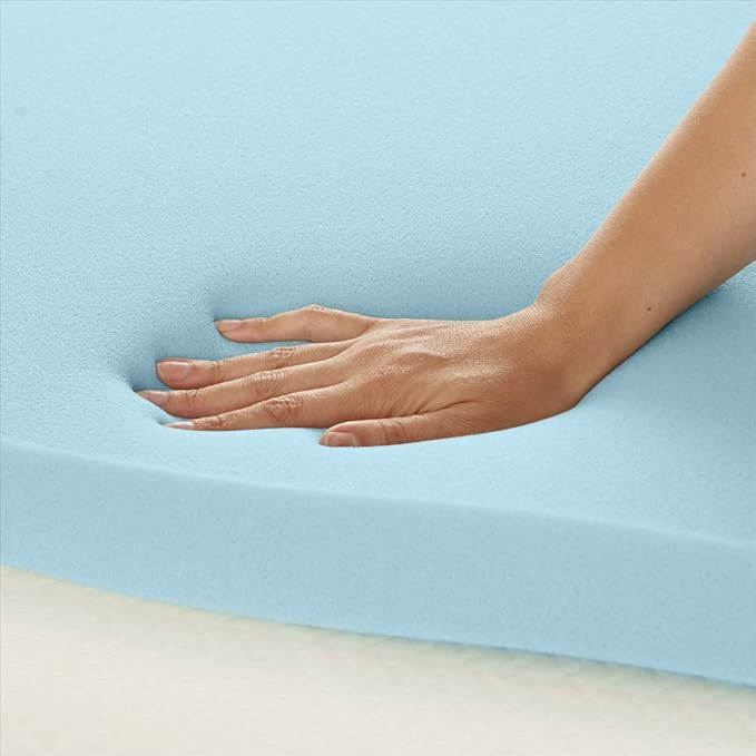 Amazon Basics Full Mattress Topper, Cooling Gel-Infused, CertiPUR-US Certified, 3 Inches, Blue
