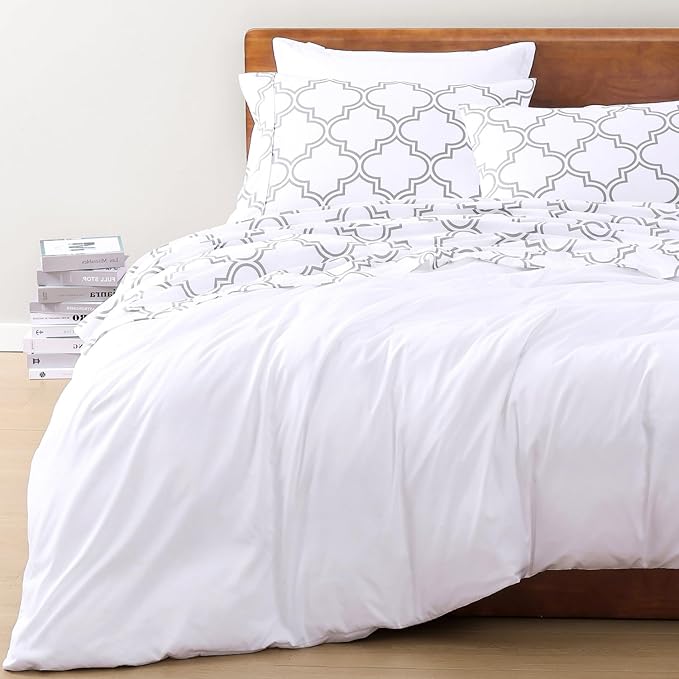 LANE LINEN Eco Friendly 100% Organic Cotton Printed Twin Sheet Set, Soft & Comfy Hotel Style Percale Sheets, Low Pilling Naturally Temperature Regulating Cotton Printed Bed Sheet - Trellis Pattern