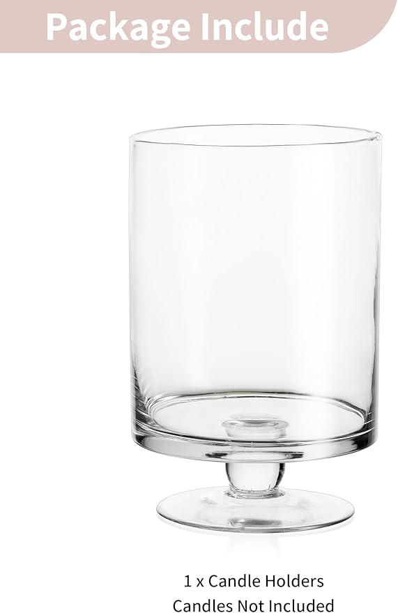Glass Candle Holder for Pillar Candles - Large Glass Vases for Table Decoration, Clear Hurricane Candle Holder for Wedding Christmas Halloween Party Centerpiece Dining Room Decor, Gifts for Women