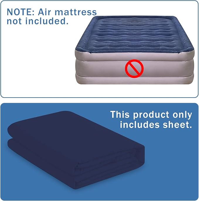 Bedecor Air Bed Sheets for Mattress Cover Removable Bed and Elastic Band Super Soft and Breathable & Deep up to 21" Blue King