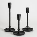 Rustic Cast Iron Taper Candle Holder - Set of 3 Vintage Candle Stands, Candlestick Holders for Wedding, Dining, Party Décor (Black)