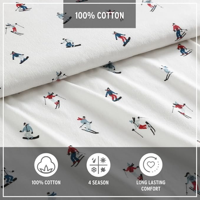 Eddie Bauer - Queen Sheets, Cotton Flannel Bedding Set, Brushed for Extra Softness, Cozy Home Decor (Rookeries, Queen)