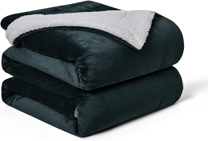 Walensee Sherpa Fleece Blanket (King Size 108”x90” Forest Green) Plush Throw Fuzzy Super Soft Reversible Microfiber Flannel Blankets for Couch, Bed, Sofa Ultra Luxurious Warm and Cozy for All Seasons