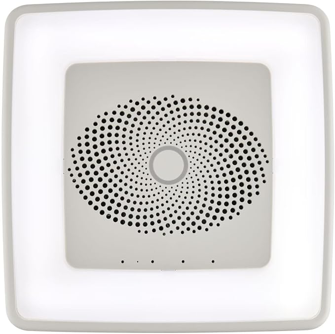 Broan-NuTone VC110CCT Sensonic Alexa Voice Controlled Smart Exhaust Fan with Dimmable LED Light and Bluetooth Speakers, 110 CFM,White, 13.25"x13.25"x5.75"